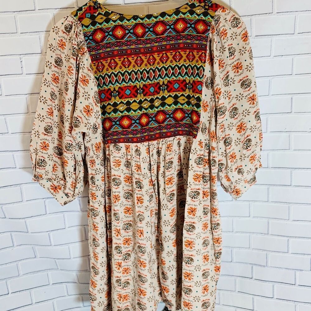 Umgee Free Spirit Boho Print Tunic Dress Sz S - Picture 3 of 6